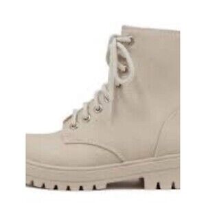 Soda Lace-Up Combat Boots in Beige